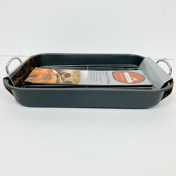Non-Stick Roaster with Rack 14.6” L x 11.4” W x 2.2” H - Picture 3 of 6